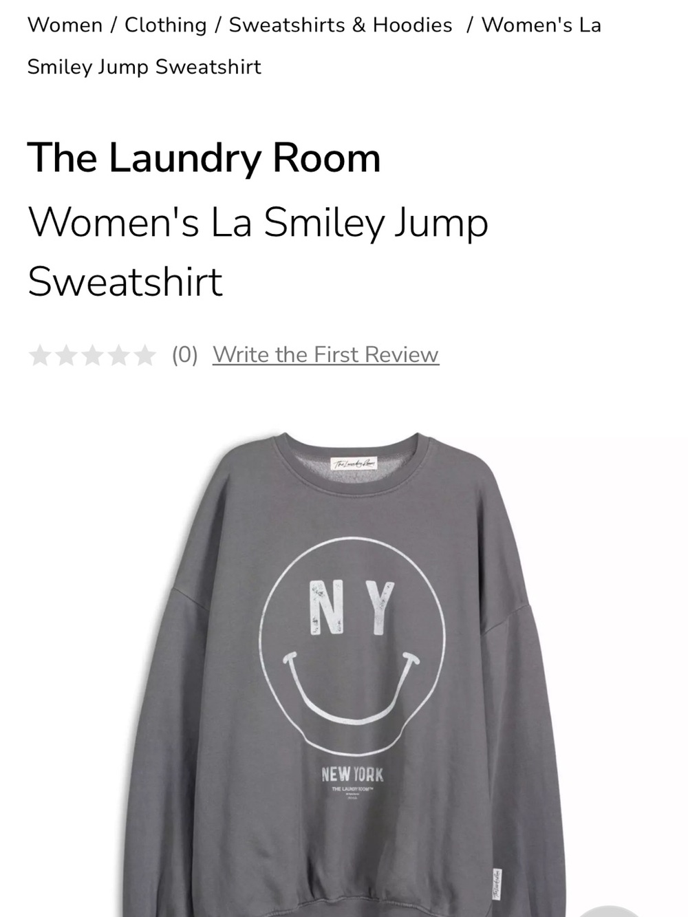 The Laundry Room Gray NY Smiley Crewneck Sweatshirt